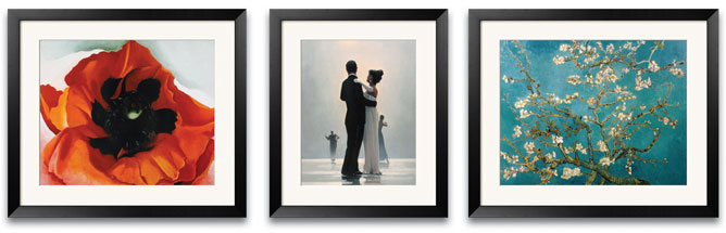 Framed Art, Black Wood Frame with White Mat